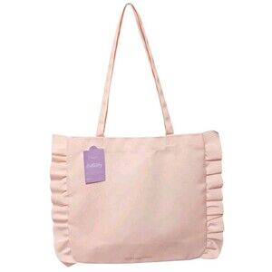 NEW Bath & Body Works BUTTERFLY Light Pink Ruffle Canvas Tote Bag Limited Ed NWT